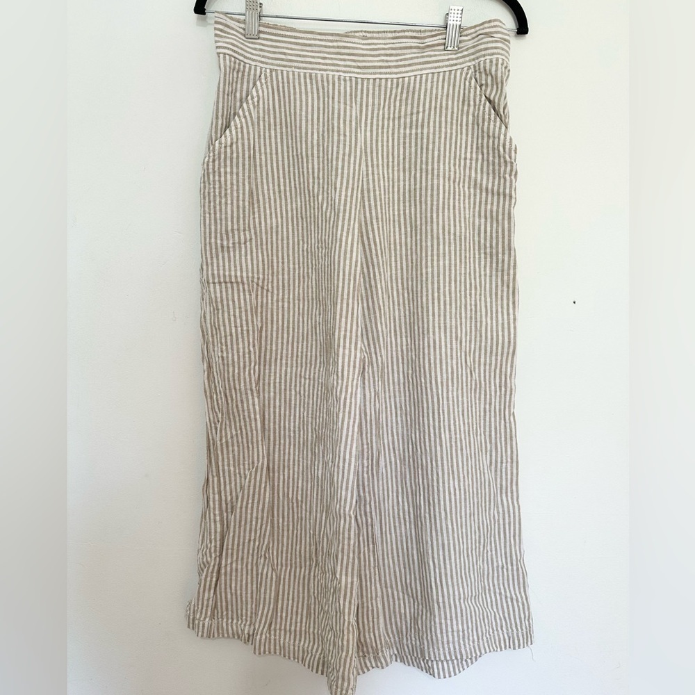 Max Studio linen blend elastic waist wide leg pants medium beach lightweight